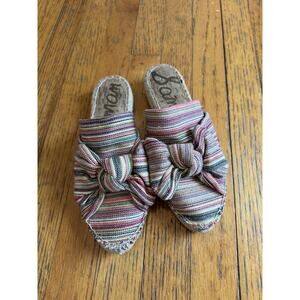 Sam Edelman Shoes Sandals Womens Size 7.5 Multicolor Striped Bow Espadrille